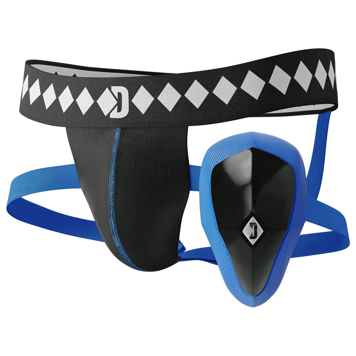 Diamond MMA 4-Gurt Jock Strap mit integriertem Athletic Cup System für Sport Schwarz M, M