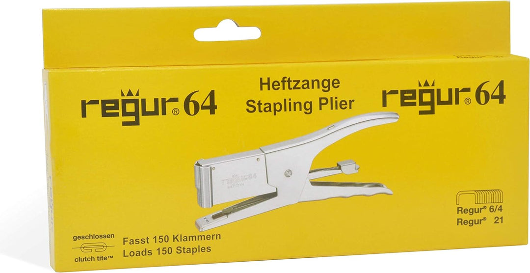REGUR 64 Heftzange - Tacker mit 15 Blatt Heftkapazität - Heftgerät für Büro und zu Hause