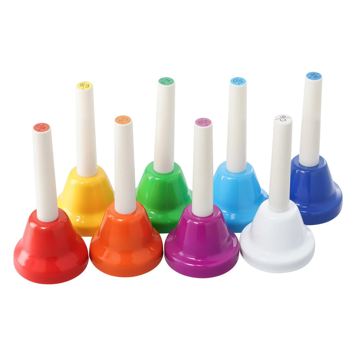 8 Stück Bunte Handglocken Set, 8 Note Diatonische Glocken Metall Hand Bell Musikglocken für Festival