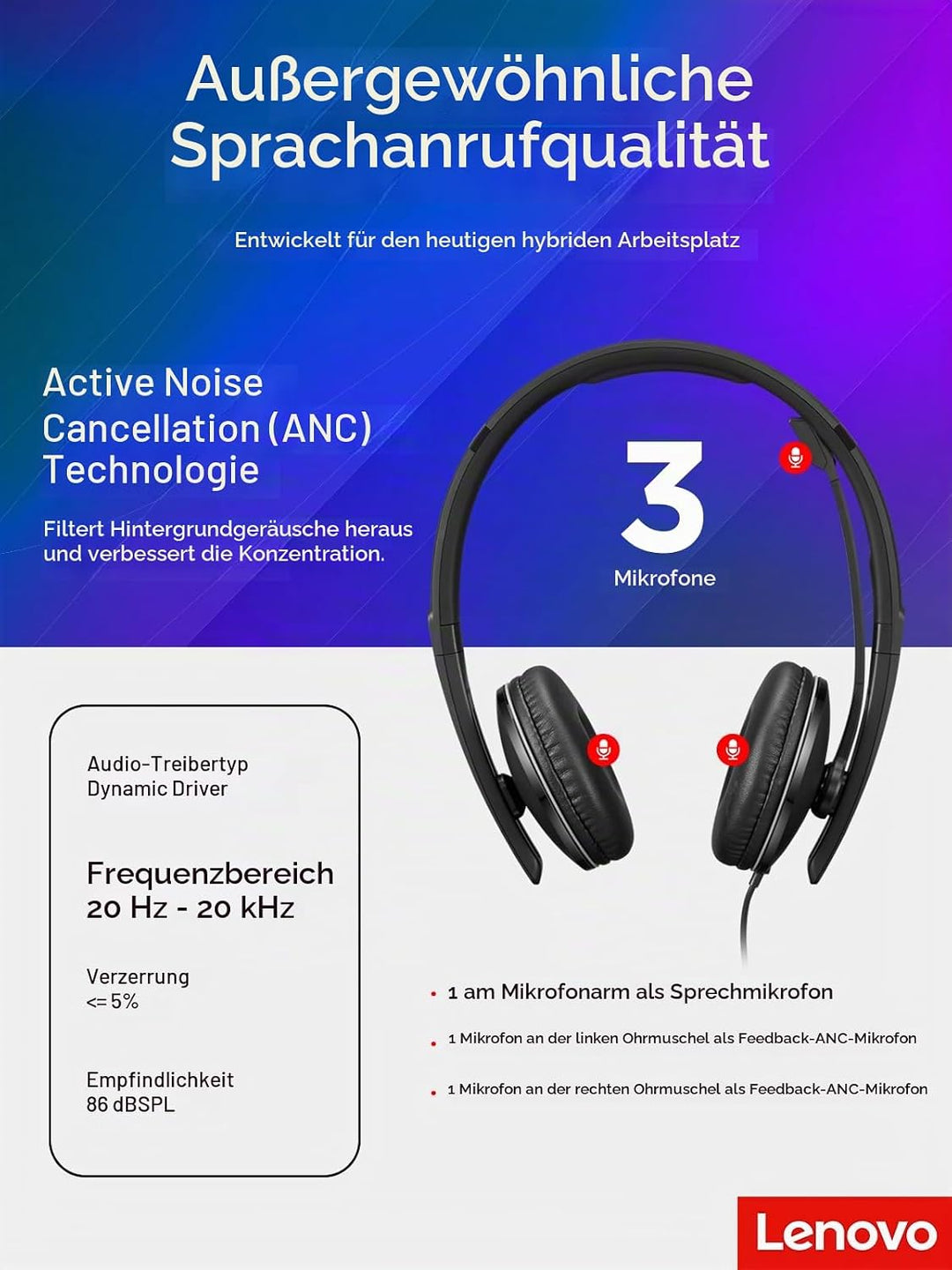 Lenovo Wired ANC Headset GEN2