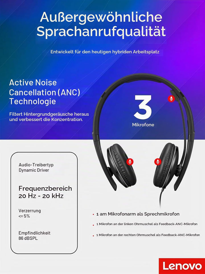 Lenovo Wired ANC Headset GEN2