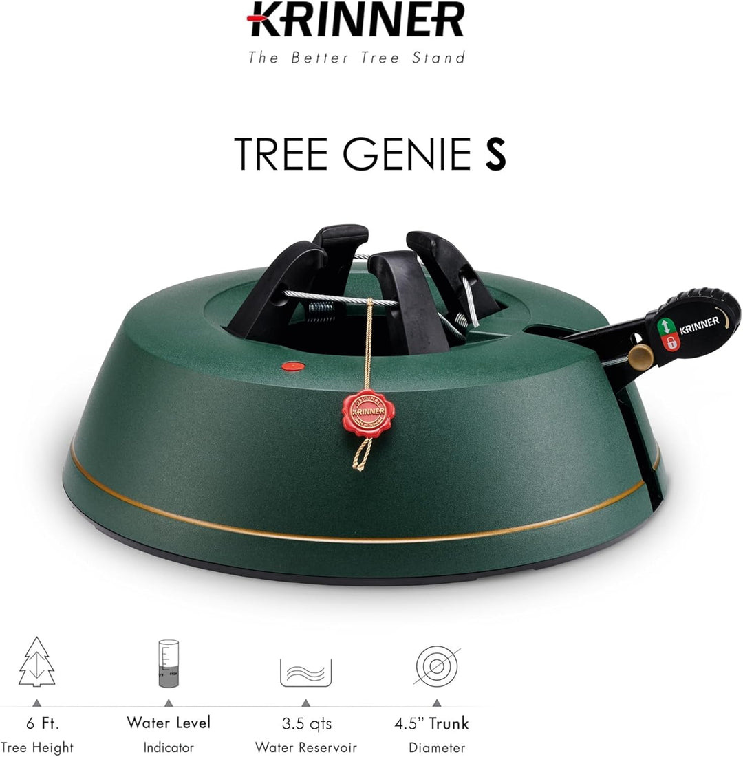 KRINNER Weihnachtsbaum Christbaumständer Comfort S Grün 34cm inkl. Fusspedal- und Einseiltechnik für