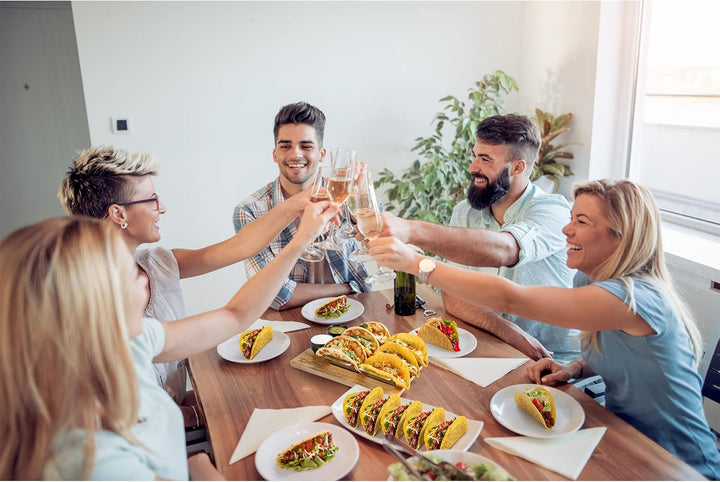Tortillada - Taco Halter Set/Hotdog Halterung im Set aus Edelstahl für bis zu 6 Tacos - inkl. Servie