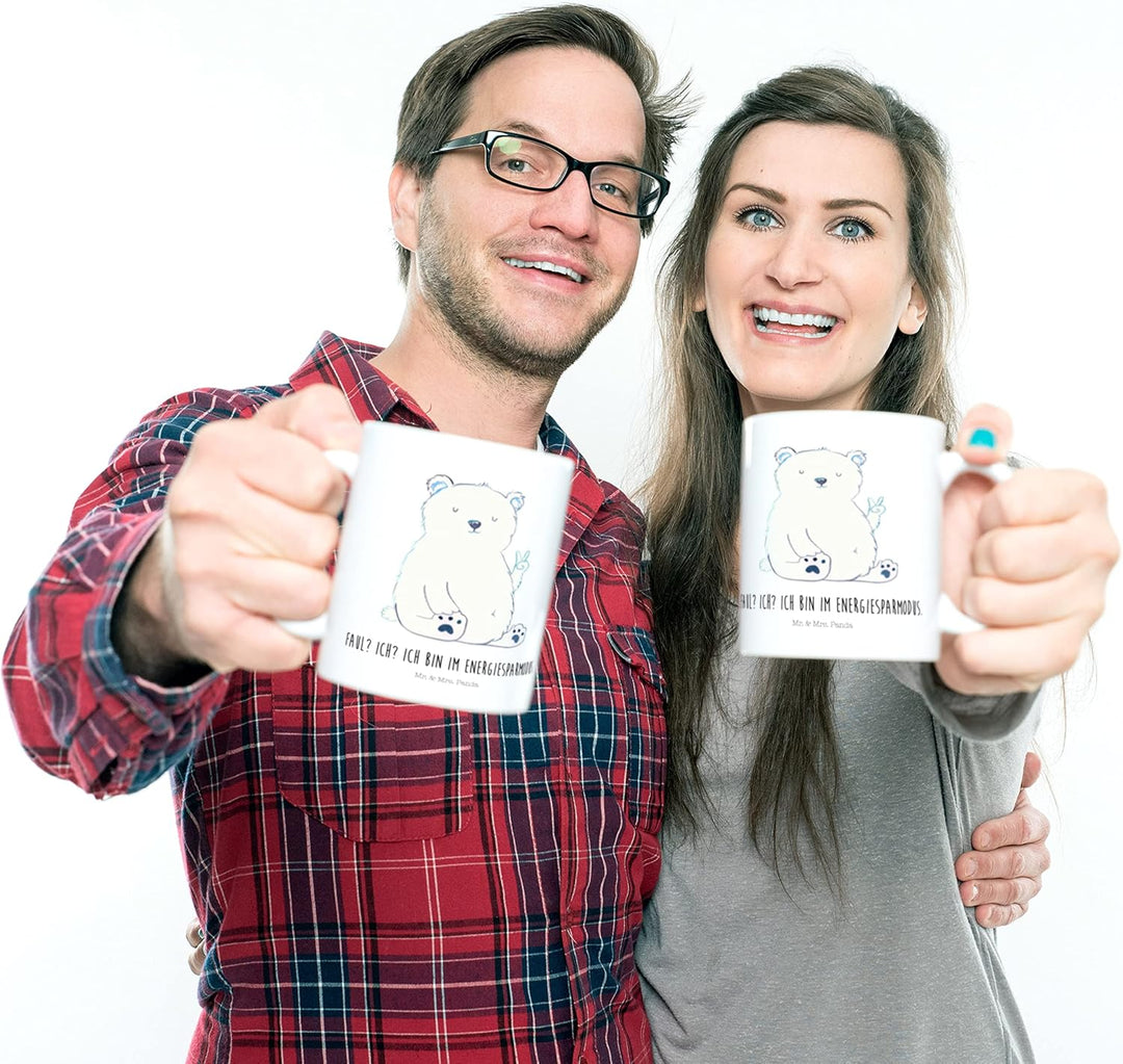 Mr. & Mrs. Panda Pott Eisbär Faul - Geschenk, Homeoffice, Teddy, Trinklernbecher, Bär, Plastikbecher