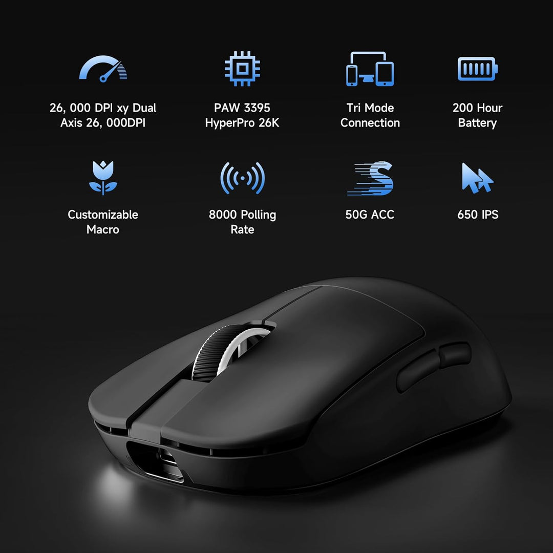 MCHOSE L7 Leichte 39 g Gaming-Maus mit Benutzerdefiniertem 8K-Ultraschnell-Funkempfänger, 26000 DPI,