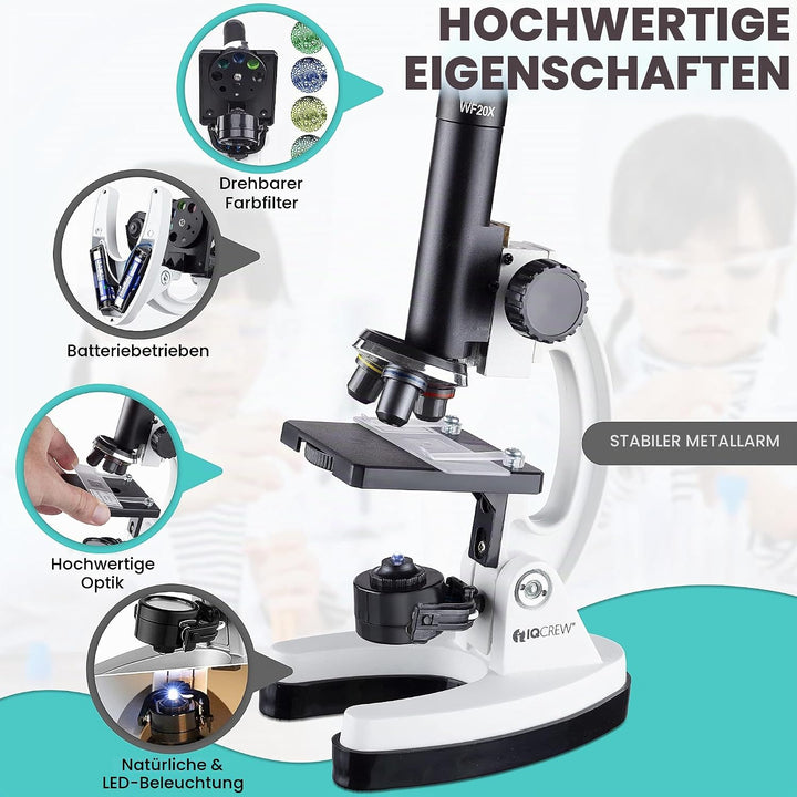 AmScope M40-K-MDM35 IQCREW von 120X 1200X Kids 85+ Stück Premium-Mikroskop-STEM-Kit mit Farbkamera,