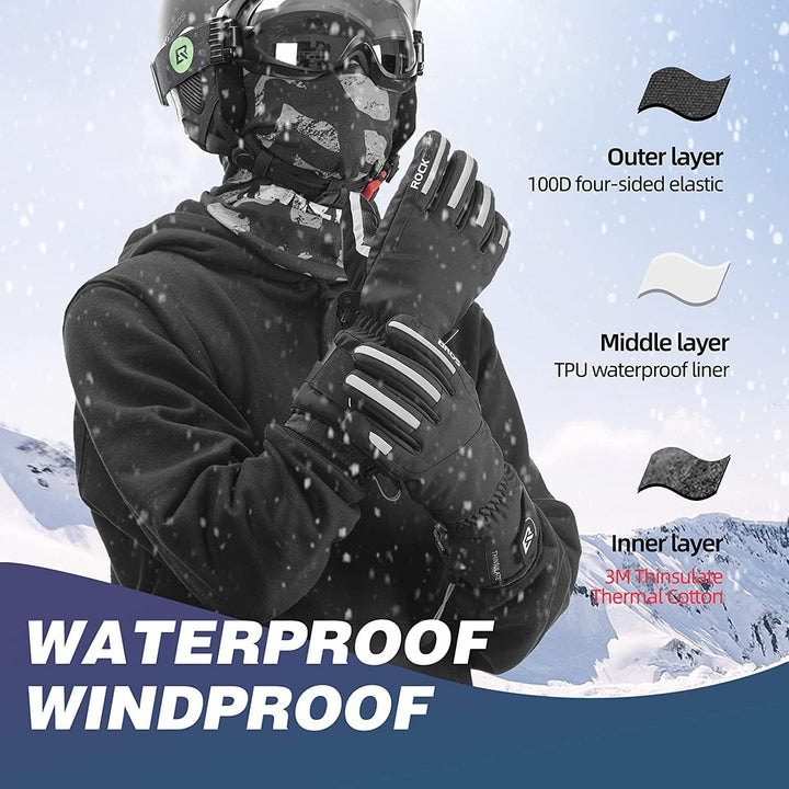ROCKBROS Winterhandschuhe Fahrradhandschuhe Herren Winddicht M, M