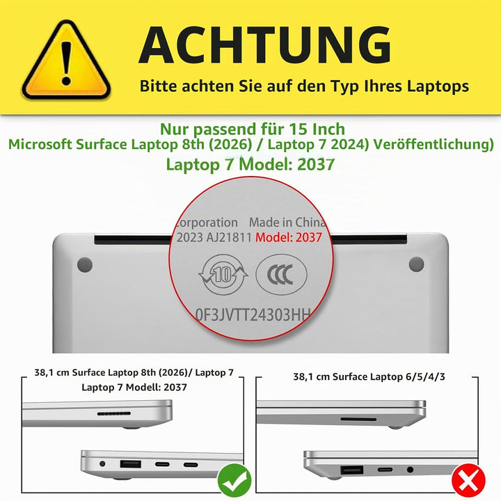 Fintie Hülle Kompatibel mit 15 Zoll Microsoft Surface Laptop 7, Ultradünne Hartschale Schutzhülle Sn
