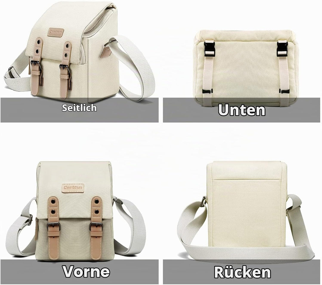 Cwatcun Kameratasche, Compact Case Canvas Lederausstattung kompatibel für Nikon, Canon, Sony Spiegel