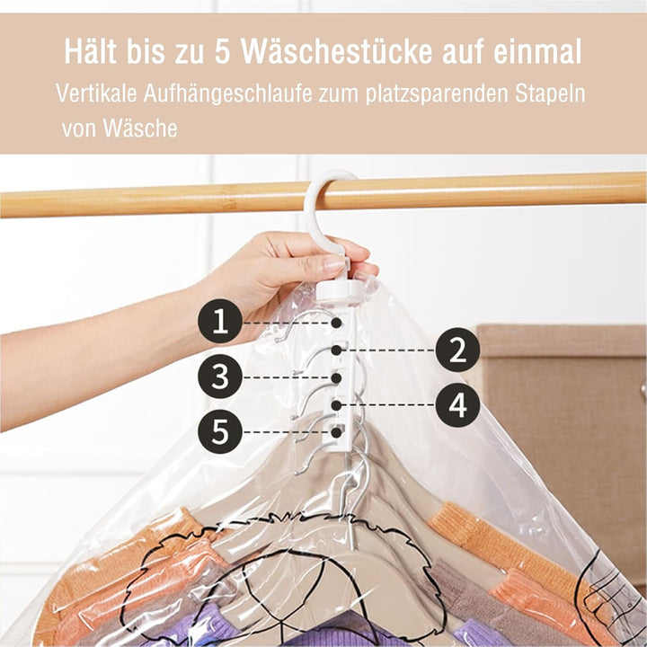 6 Stück Kleidersack Vakuum Hängend, Hängende Vakuumbeutel für Kleidung, Jacken Anzüge Kleider Mäntel