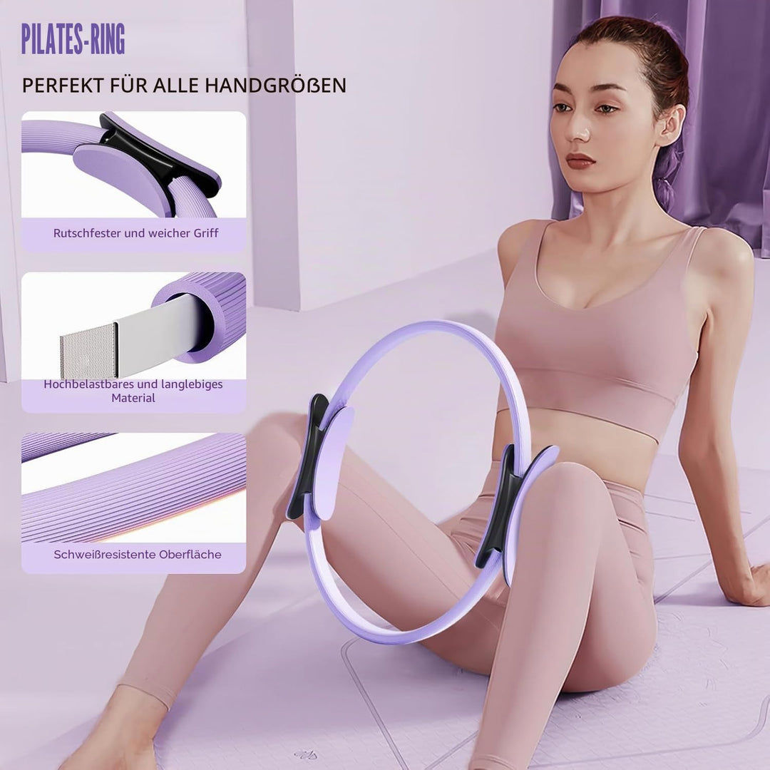 Pilates Ring Set - Pilates Essential Kit mit 12,6''/32 cm Magic Circle, Pilates Ball, Pilates Bänder