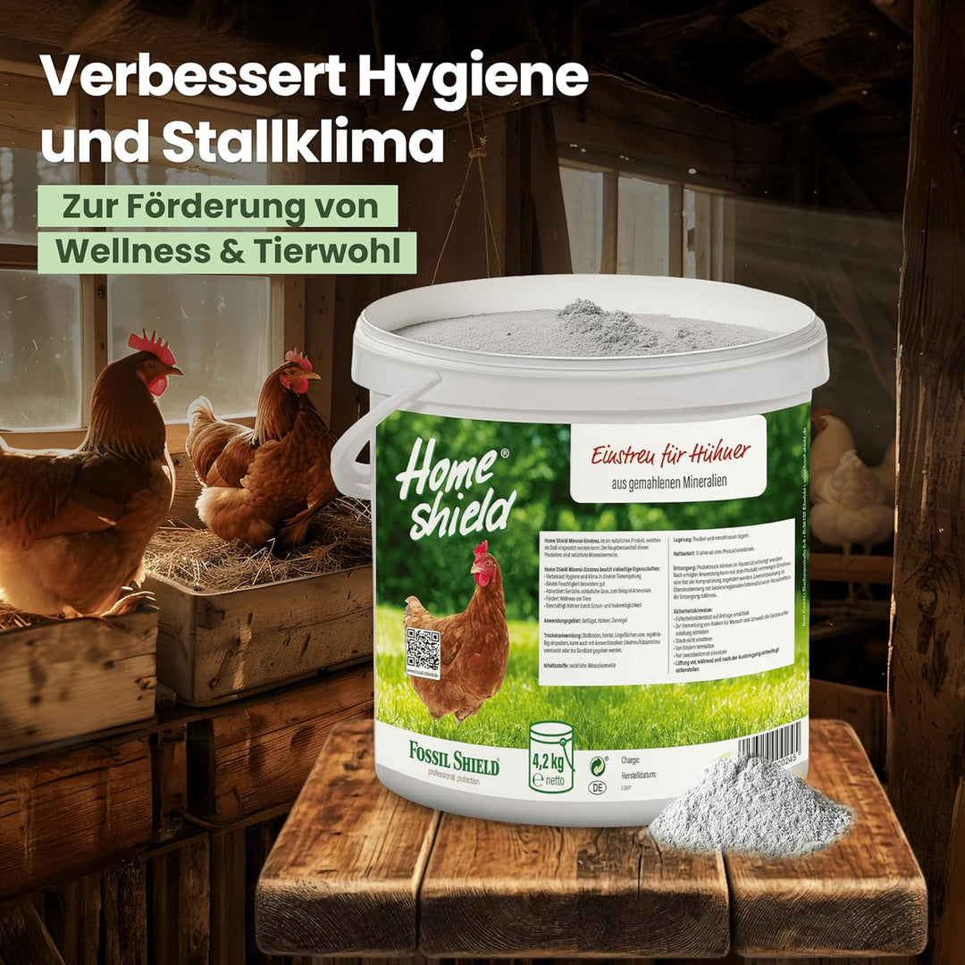 Einstreu für Hühner im 4,2 kg Eimer - Einstreu aus gemahlenen Mineralien - Verbessert Hygiene & Klim