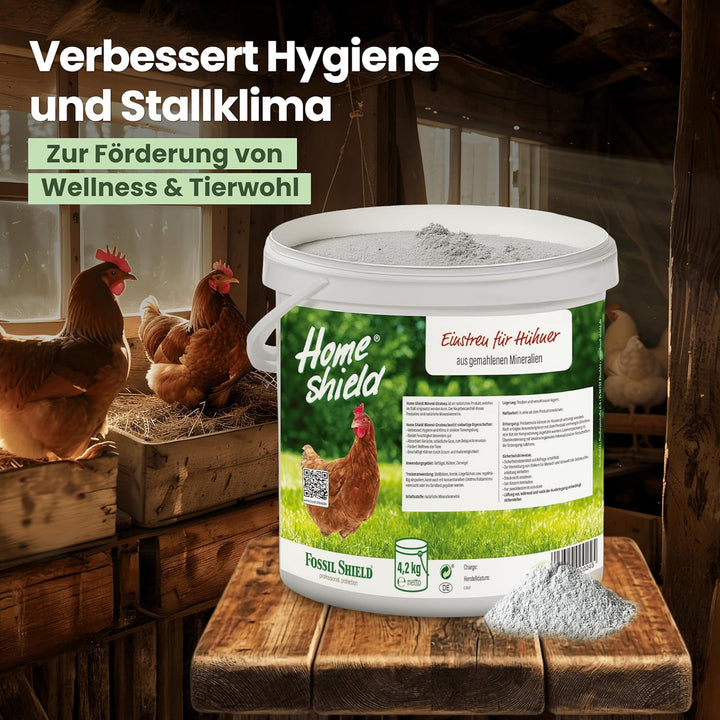 Einstreu für Hühner im 4,2 kg Eimer - Einstreu aus gemahlenen Mineralien - Verbessert Hygiene & Klim