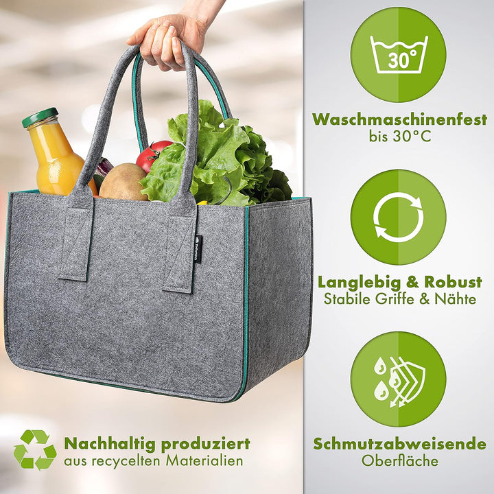 Filztasche - praktische Einkaufstasche - modische Shopping Bag - Einkaufskorb aus Filz - faltbare Tr