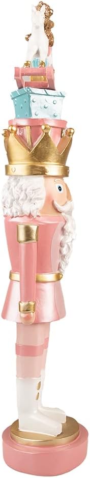 Clayre & Eef Figur Nussknacker 50 cm Rosa Blau Polyresin Weihnachtsdekoration