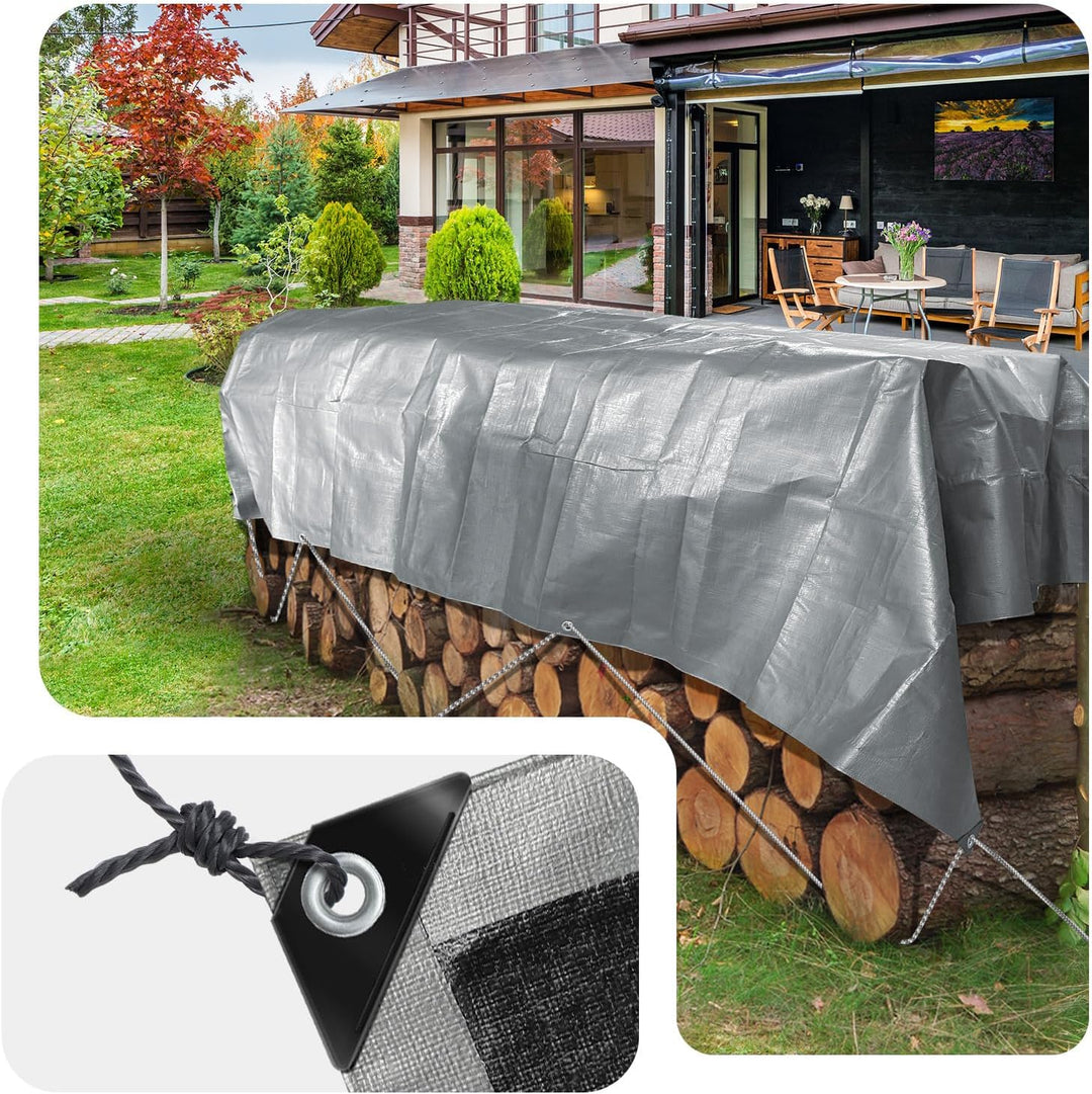 VOUNOT 2x3m Abdeckplane 240 g/m² Wasserdicht LKW Plane mit Ösen, Schutzplane Gewebeplane für Gartenm