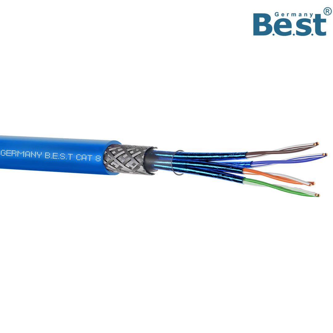 Germany B.e.s.t 25M CAT 8 Netzwerkkabel Verlegekabel Kupfer LAN Kabel Ethernetkabel S/FTP 40 Gbit/s