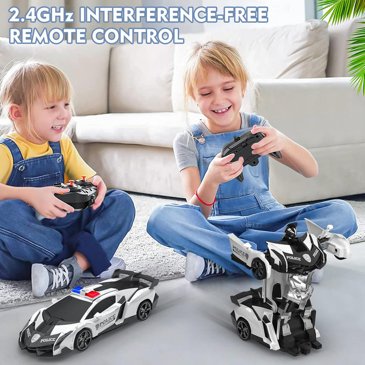 Ferngesteuertes Auto, 2 in 1 Transformator Ferngesteuerte Roboter Kinder Auto 360° Drehung RC Polize