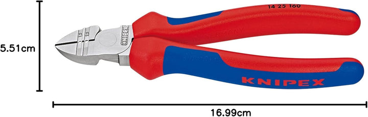 Knipex Abisolier-Seitenschneider verchromt, mit Mehrkomponenten-Hüllen 160 mm 14 25 160