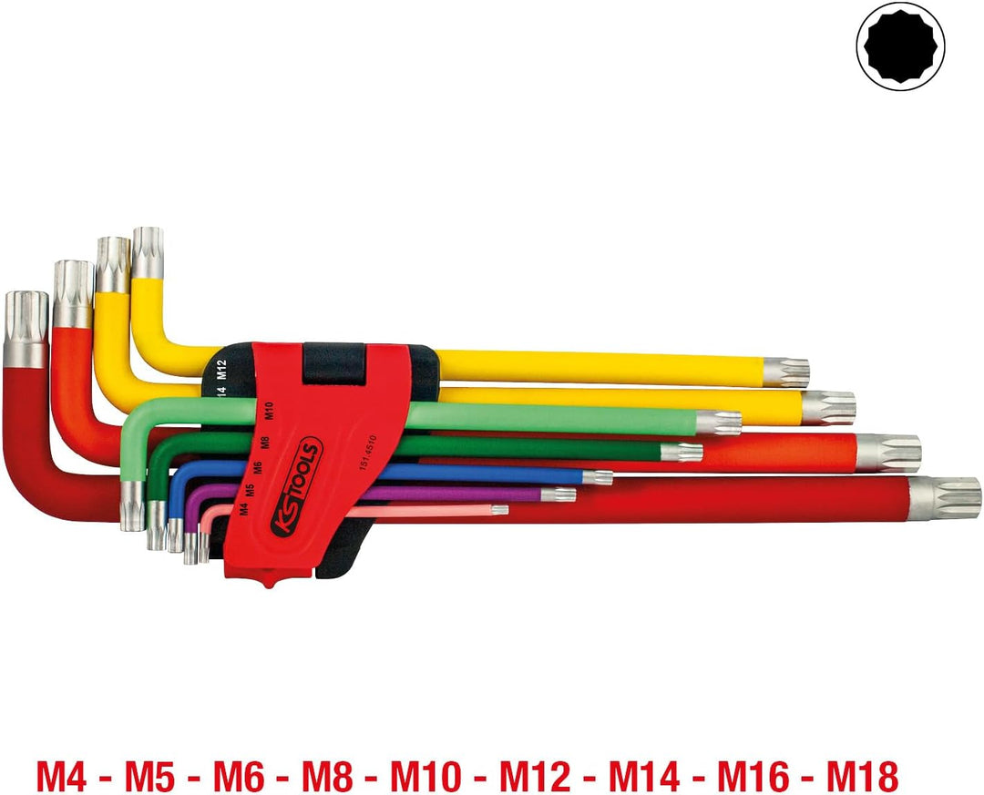 KS Tools 151.4510 Vielzahn (XZN®)-Winkelstiftschlüssel-Satz, XL, 9-tlg.