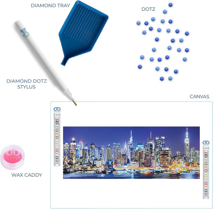 DIAMOND DOTZ 2592648 Original 5D Diamond Painting Set, Skyline, DIY Diamant-Malerei-Kit mit runden G
