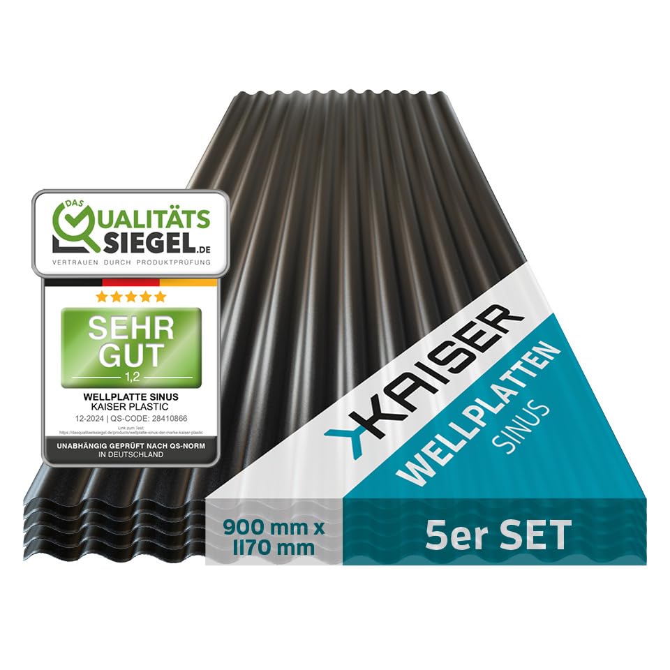 KAISER plastic® Wellplatte | Xtra Strong (PC) | C-Struktur und schwarz | 0,8mm Stärke | Sinus 76/18