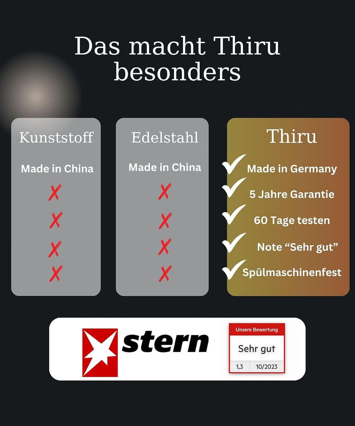 Thiru Spätzlepresse Premium - Kartoffelpresse mit Auflagerasten - Ideal für Spätzle, Kartoffeln, Säf
