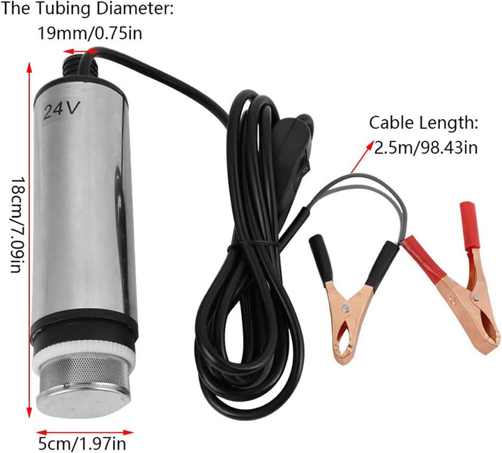 Edelstahl-Tauchpumpe DC 24V Transferpumpe für Wasser Öl Kerosin Tanken Werkzeug, 24V