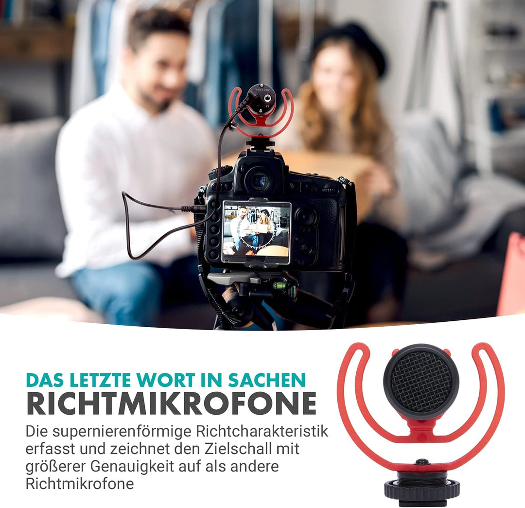 Movo VXR10-PRO Externes Videomikrofon für Kamera mit Rycote Lyre Stossdämpfer - Kompaktes Richtrohrm