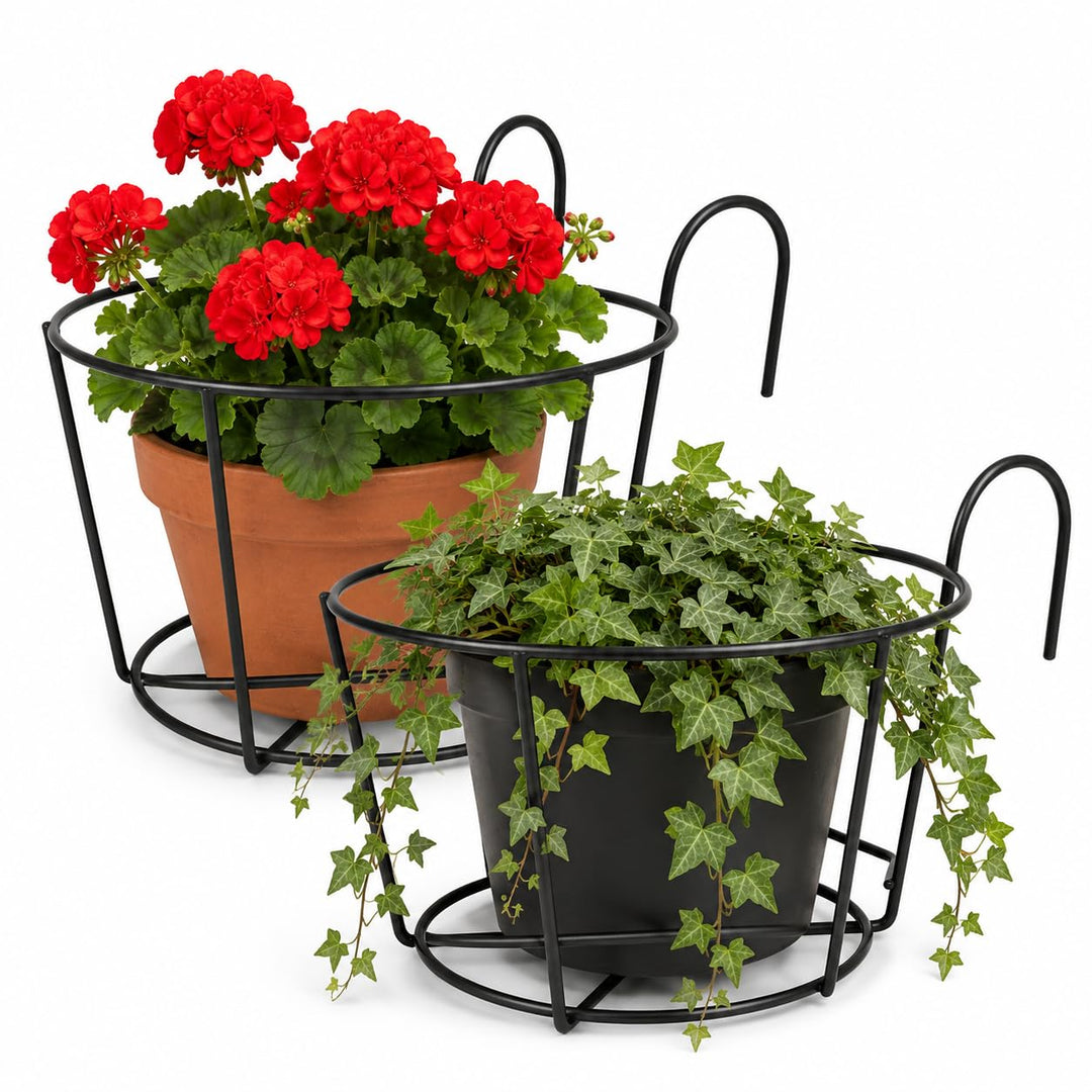 HEMOTON 2 Stücke Blumentopf Halterung Metall Blumentopfhalter Geländer Pflanzgefässe Balkongeländer