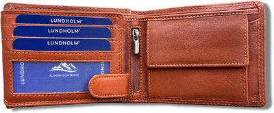 Lundholm RFID Geldbeutel Herren aus hochwertigem Leder (braun) - Hochwertige Geldbörse Herren 13 Kar