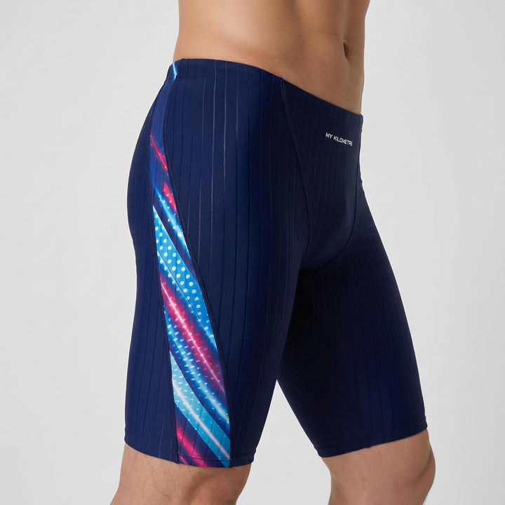 MY KILOMETRE Herren Jammers Lang Badehose Schwimmen Badeanzug Jammer Blau Neon S, Blau Neon S
