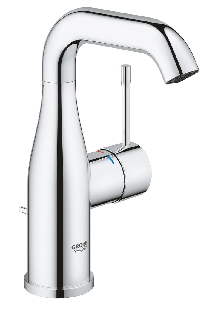 GROHE Essence - Badarmatur - Einhand-Waschtischarmatur (M-Size, mit Temperaturbegrenzer, Einlochmont