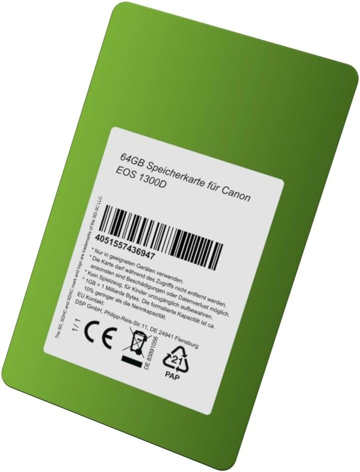 64GB Speicherkarte für Canon EOS 1300D