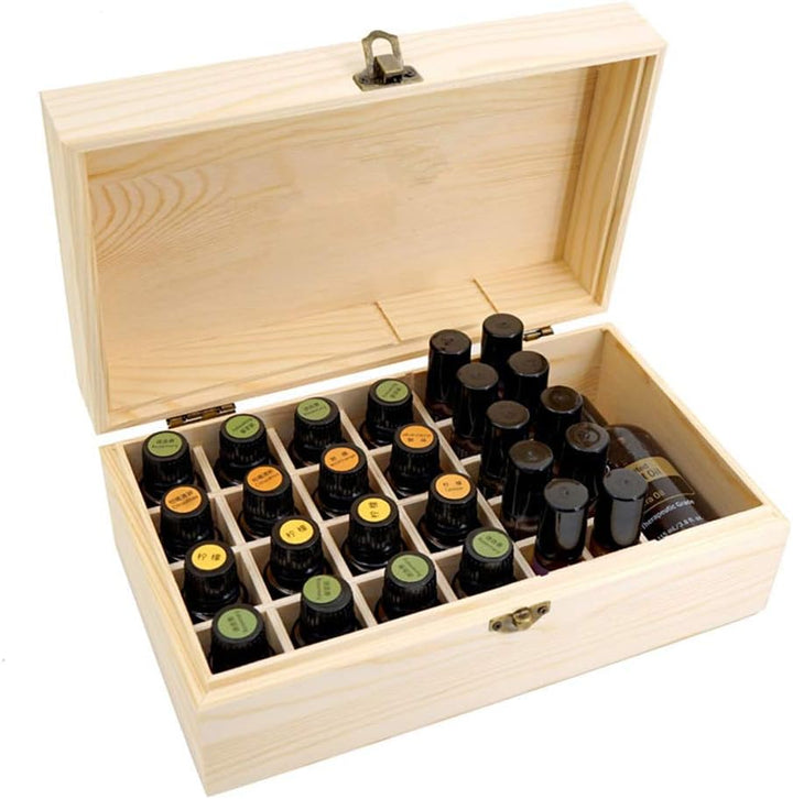 36 Slots Ätherisches Öl Box aus Holz - Bietet Platz für 5 10 15 ml ätherisches Öl-Flaschen - Ideales
