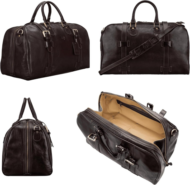 Maxwell Scott - Luxus-Reisetasche, 38 L, Kabinengrösse mit doppelter Öffnung vom Boden bis zum Boden