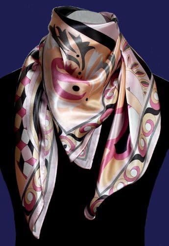 Lorenzo Cana Damen Seidentuch aufwändig bedruckt Tuch 100% Seide 90 cm x 90 cm Damentuch Schaltuch r