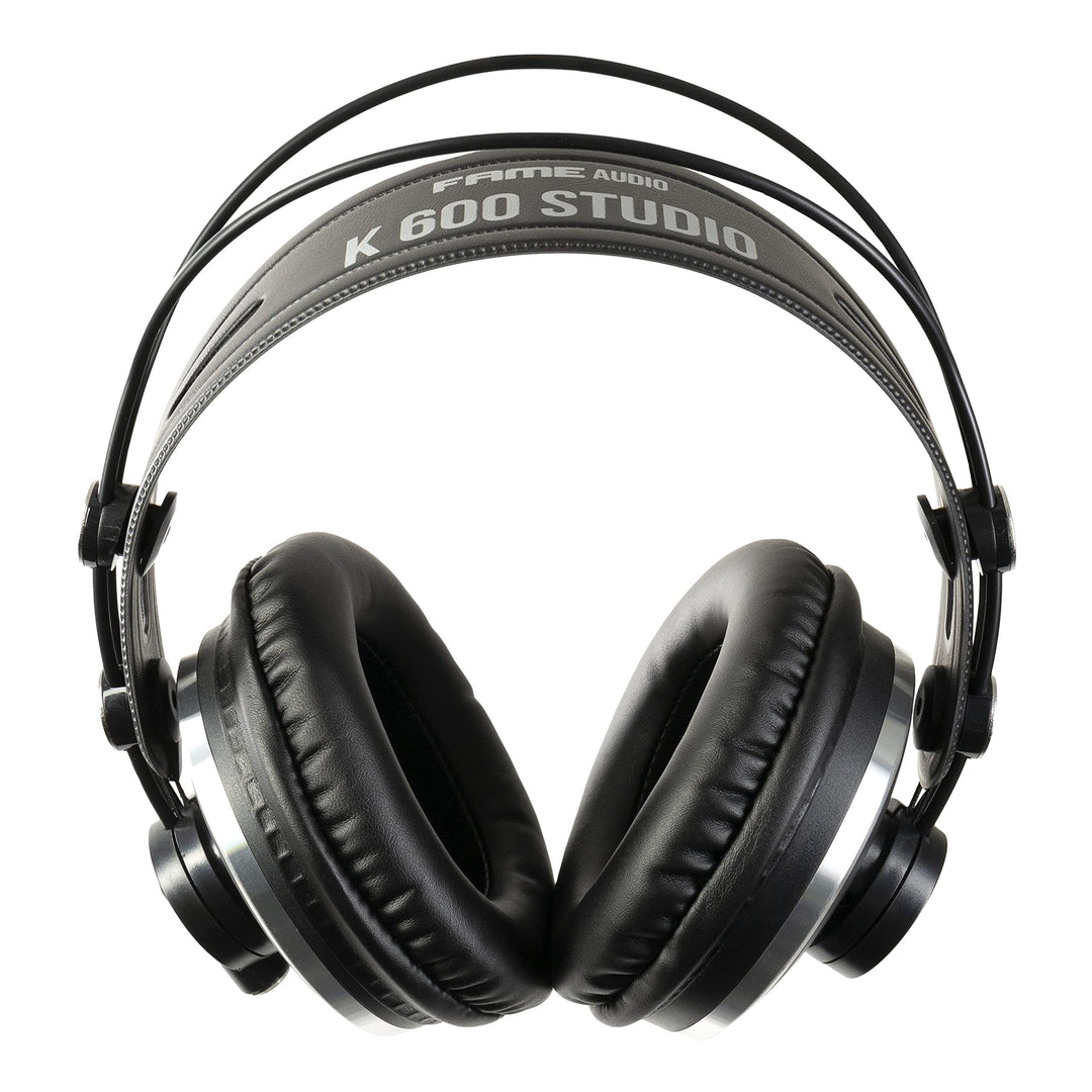 Fame Audio K 600 Studio, Geschlossene Studio Kopfhörer, Schwarz, Dynamischer Sound, Leichtes Gewicht