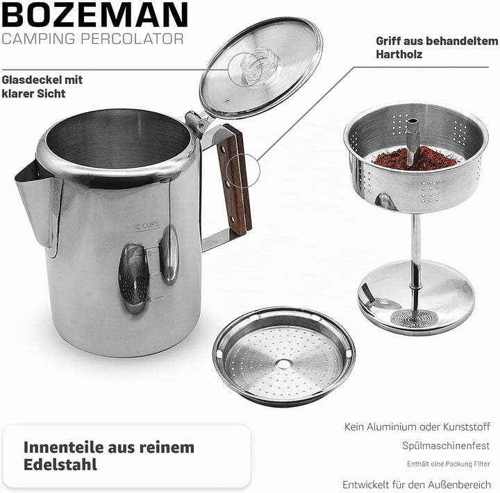 Coletti Bozeman Perkolator-Kaffeekanne – Camping-Kaffeekanne & Outdoor-Kaffeekocher – Amerikas belie