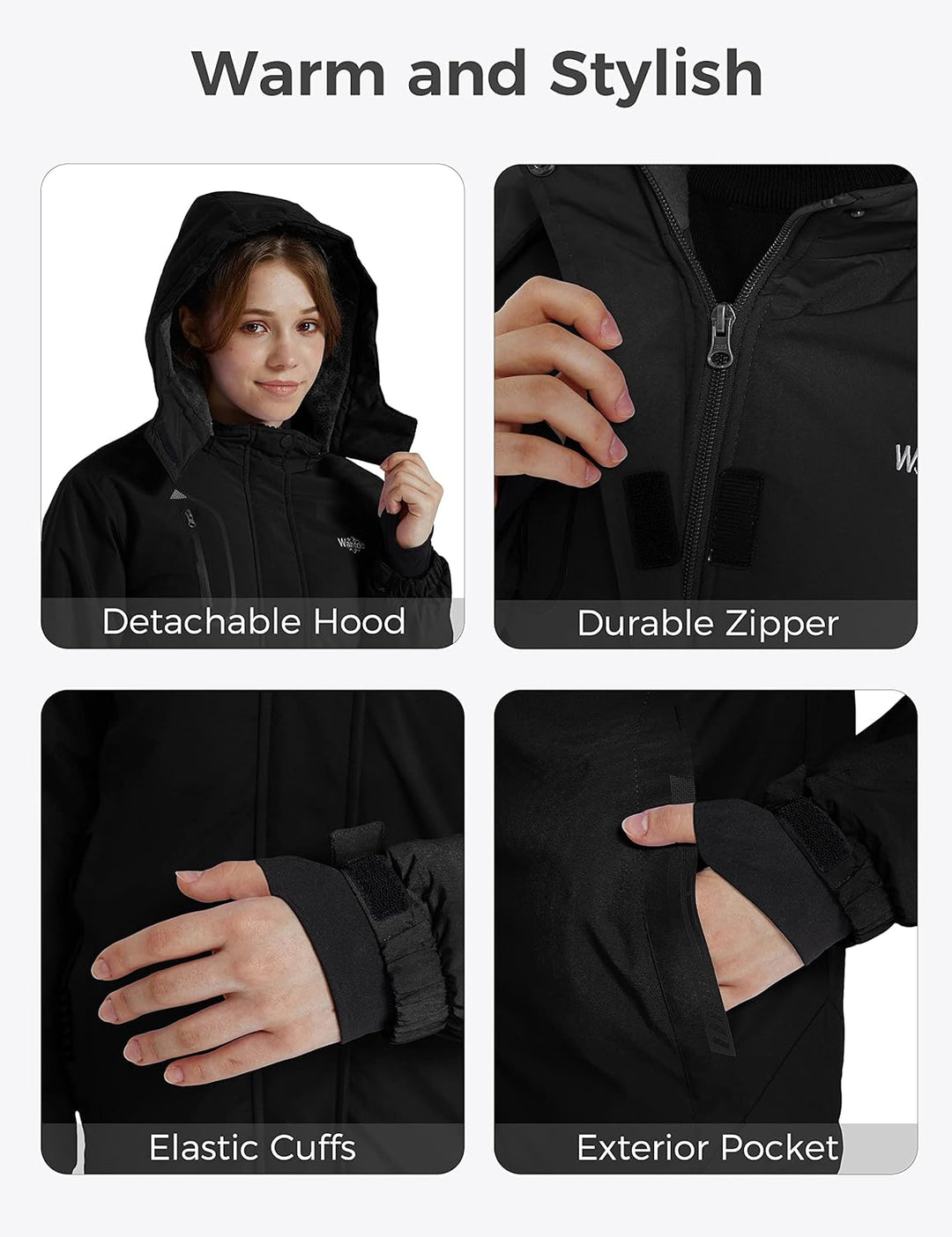 Wantdo Mädchen Berg Ski Jacke Warmer Winter Fleece Mäntel Wasserdichter Atmungsaktive RegenMäntel Ou
