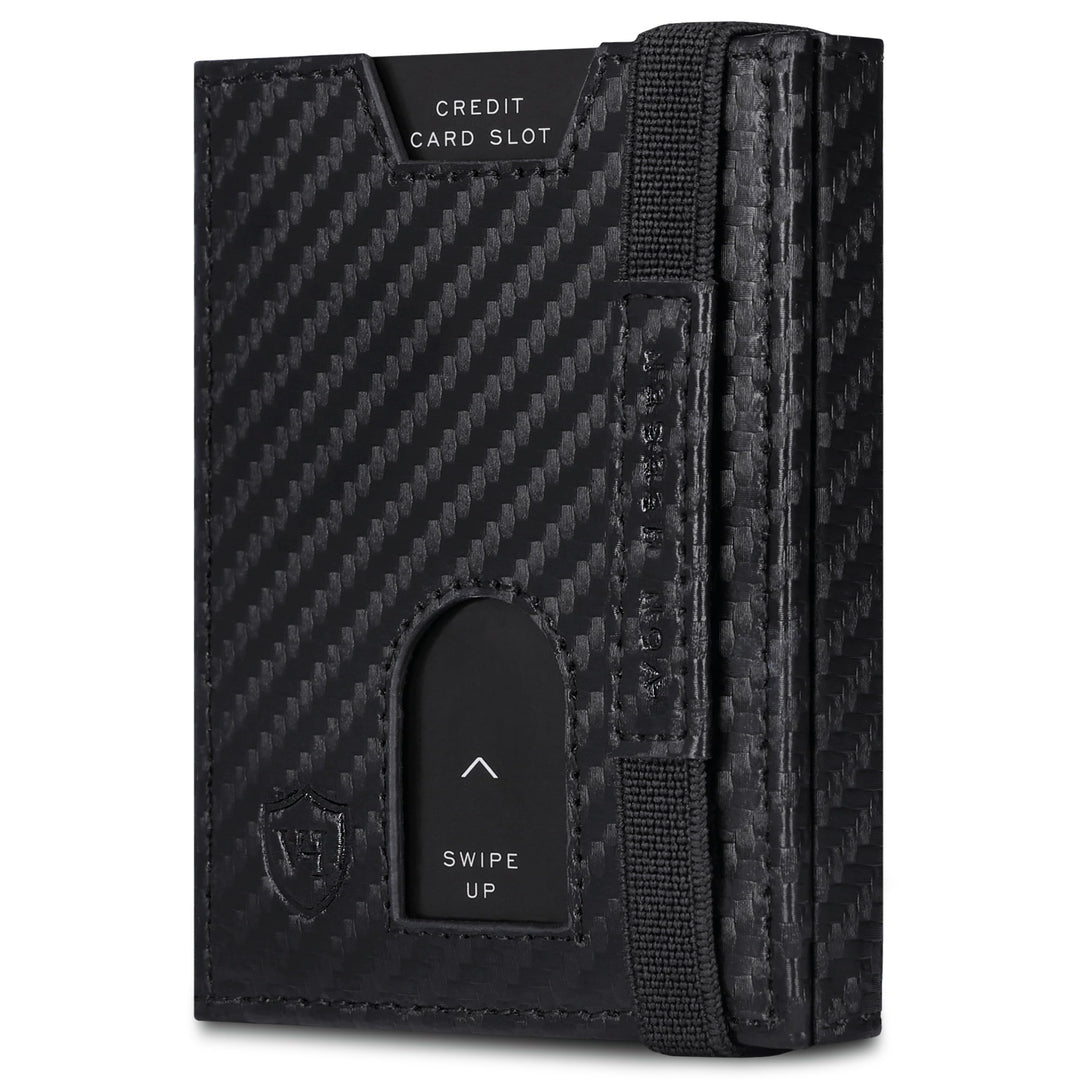 VON HEESEN Slim Wallet mit Münzfach & RFID-Schutz - Leder Geldbeutel - Mini Geldbörse für Herren und