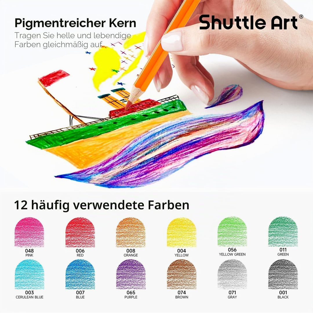 Shuttle Art 408 Pack Buntstifte Schule Set, 12 Farben Malstifte für Kinder plus 20 Anspitzer, Buntst