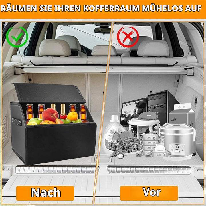 Faltbarer Kofferraum Organizer Auto Kofferraumtasche mit Magnetisch Deckel PU Faltbox Auto Zubehör I