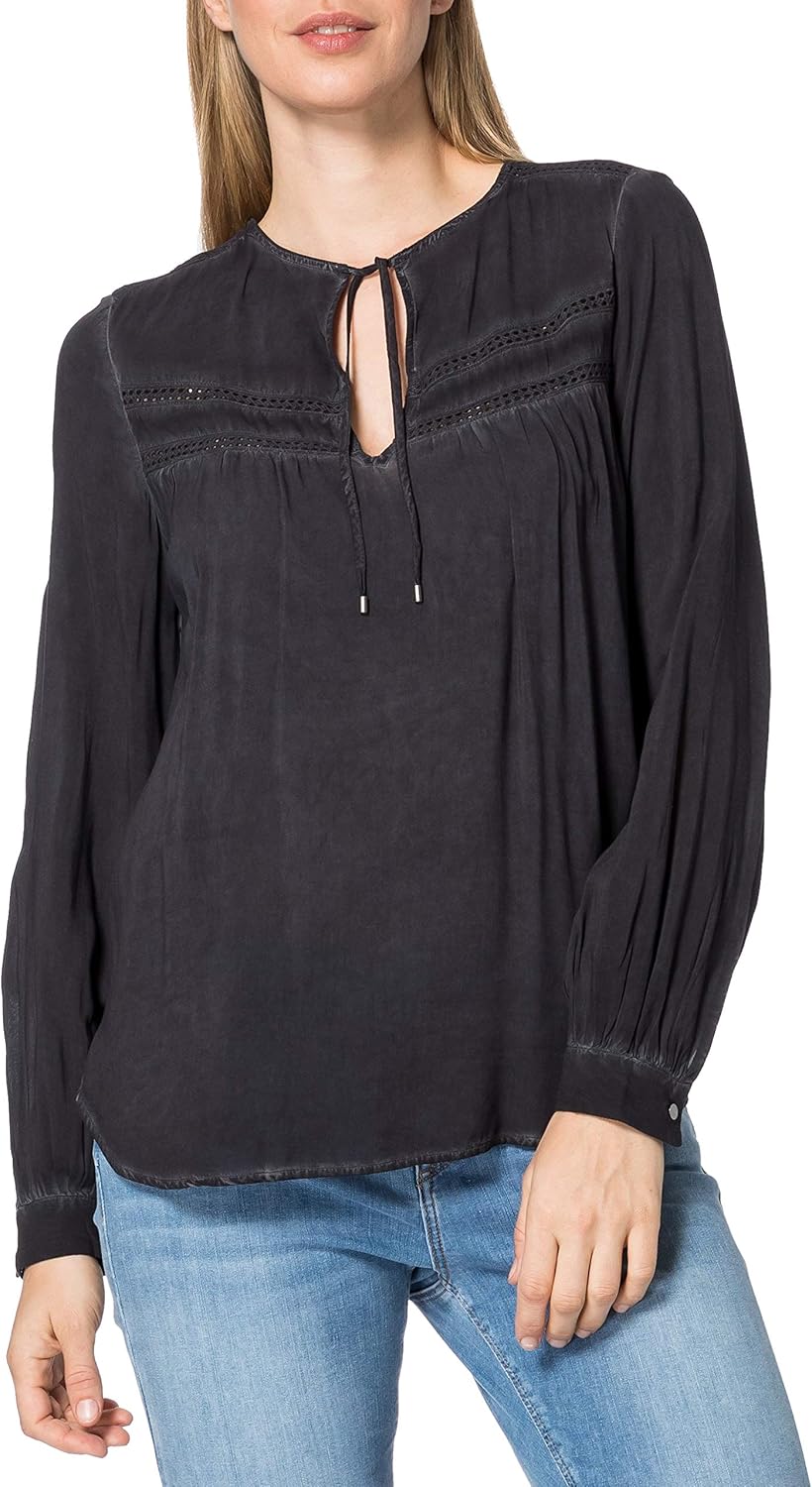 QS Damen Bluse 38 Faded Black, 38 Faded Black