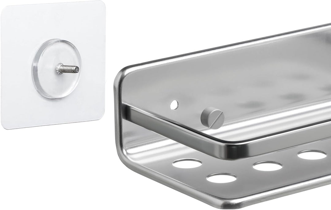 TATAY Duschablage Ohne Bohren Eckig Aluminium | Mit Schrauben und Quick Fix Befestigungssystem | Feu