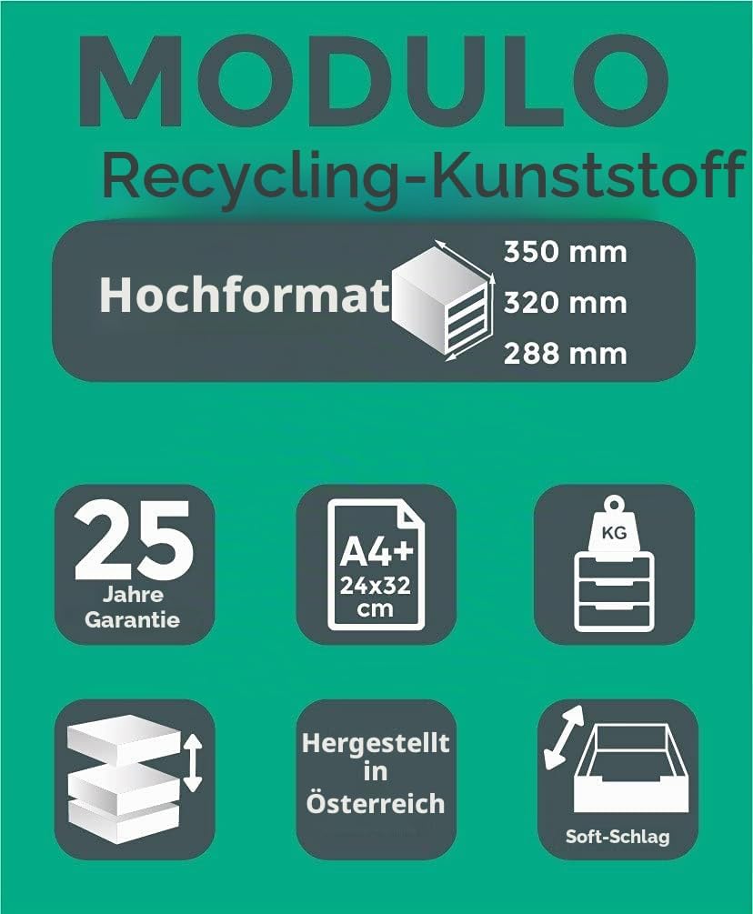 Exacompta 302798D Ablagebox Modulo (mit 10 Laden 26mm hoch, DIN A4+) 1 Stück, schwarz/harlekin gloss