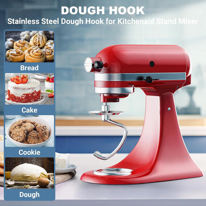 COFUN Edelstah Knethaken für KitchenAid Zubehör, passend für KitchenAid 4,5–5 Quart Kippkopf-Standmi