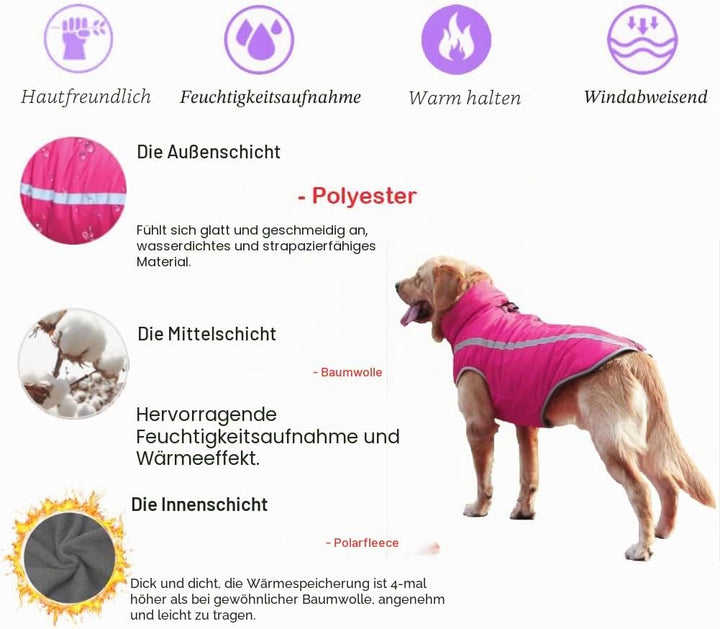 FEimaX Hundemantel Hundejacke wasserdichte Reflektierende Wintermantel mit Fleece Gefüttert Hund Wel