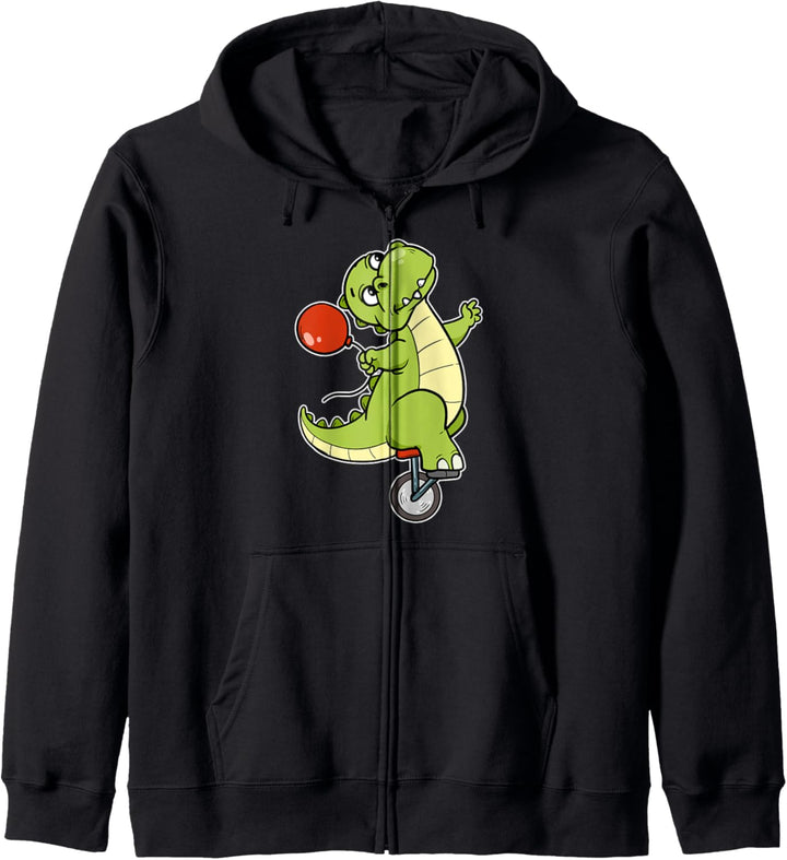 Lustiger Einrad Dinosaurier Akrobatik T-Rex Mit Rotem Ballon Kapuzenjacke