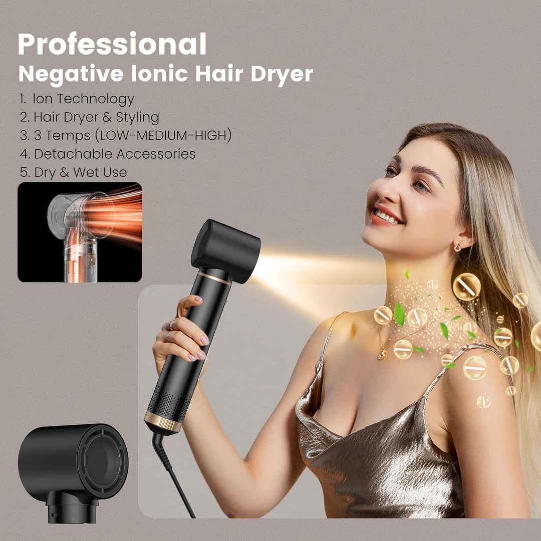 Hair Styler Set 5 in 1 hairstyler 5 in 1 mit Rundbürstenföhn, Warmluftbürste, Föhnbürste, Haartrockn